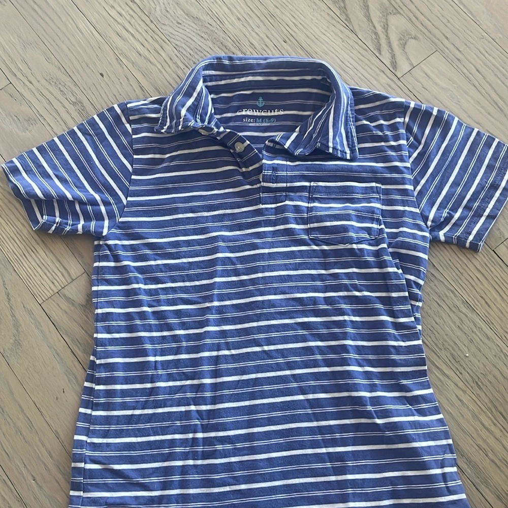 Crewcuts
Size 8-9
Boys cotton striped pocket polo